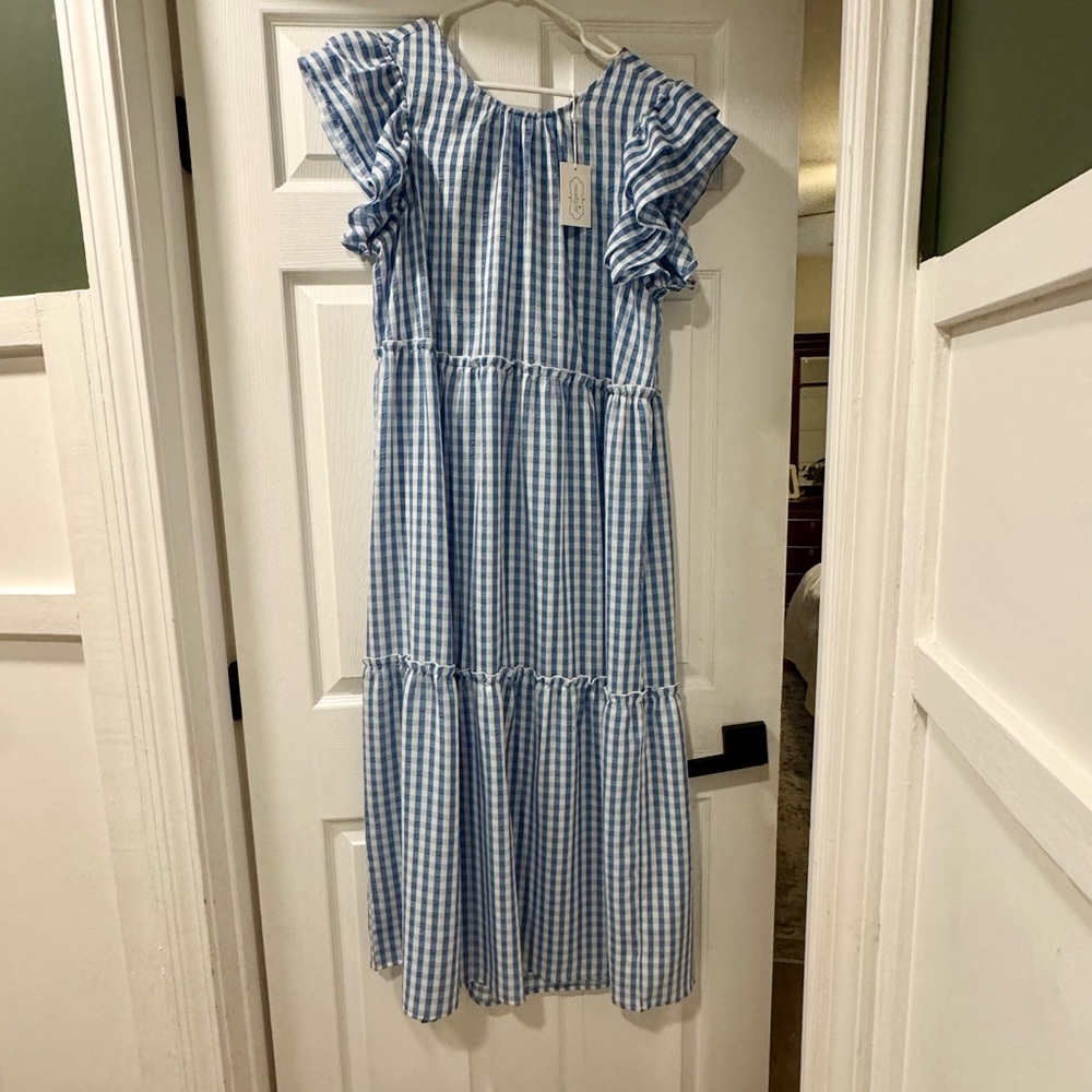 NWT Mud Pie Blue Gingham Casual Dress